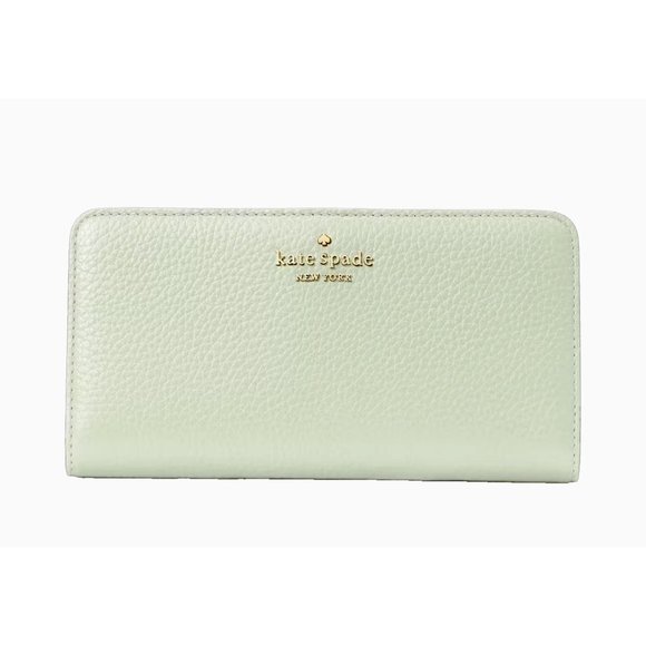 New Kate Spade Dumpling Pebble Leather Large Slim Bifold Wallet Light Olive - Picture 1 of 3